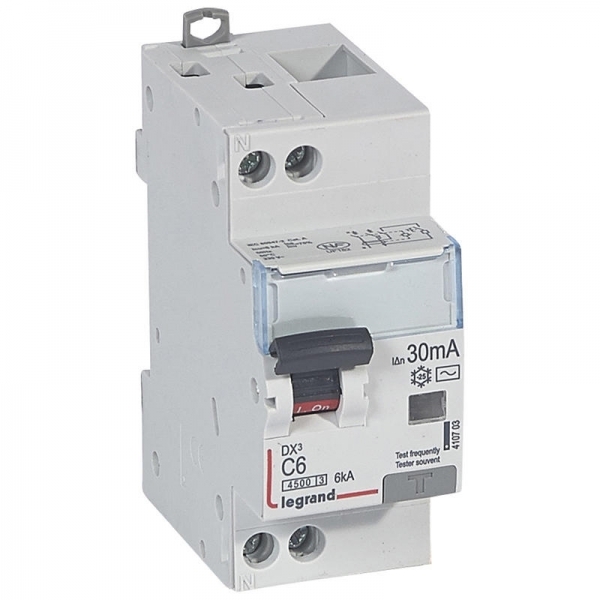 410703 LEGRAND Disjoncteur 1P+N C6 4.5/6K AC 30MA