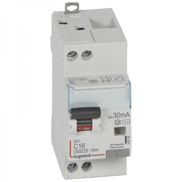 410785 LEGRAND Disjoncteur différentiel 1P+N C16 6000A/10K AC 30mA
