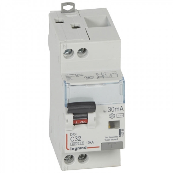 410788 LEGRAND Disjoncteur différentiel 1P+N C32 6000A/10K AC 30mA