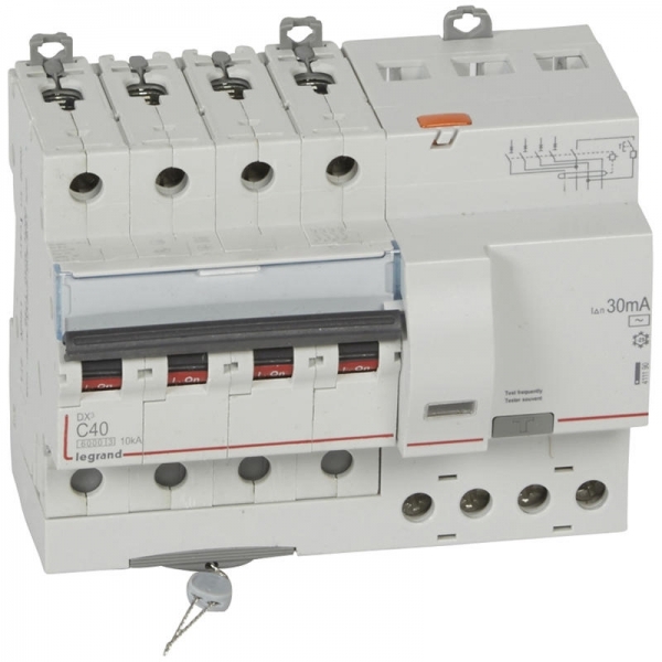 411190 LEGRAND Disjoncteur différentielférentiel 4P 40A courbe C 30mA AC 6000A/10KA