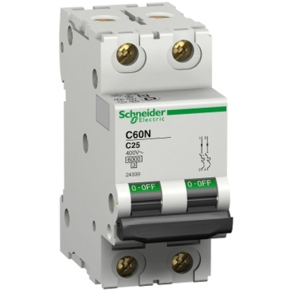 24588 SCHNEIDER Disjoncteur modulaire C60N 2P 20A D 6000A/10KA