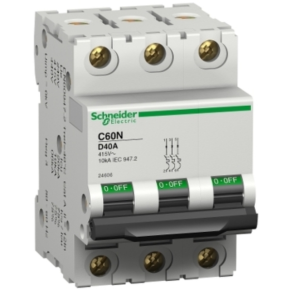 24606 SCHNEIDER Disjoncteur modulaire C60N 3P 40A D 6000A/10KA