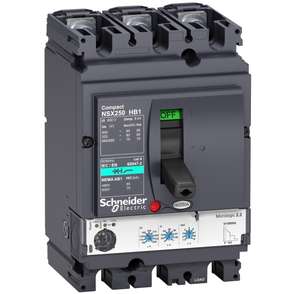 Disjoncteur ComPacT NSX100HB1 ML 2.2M 50A 3P3D 85KA 500V