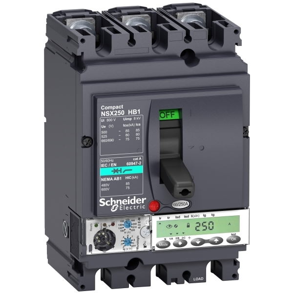 Disjoncteur ComPacT NSX100HB1 ML 6.2 E-M 80A 3P3D 85KA 500V