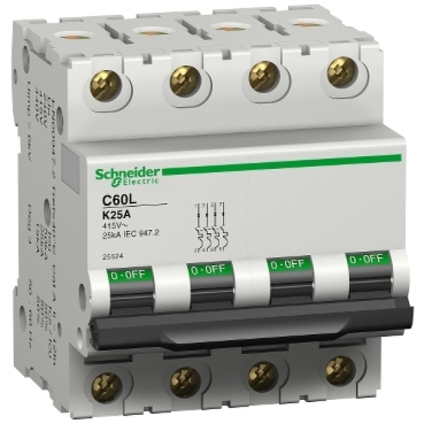 25522 SCHNEIDER Disjoncteur modulaire C60L 4P 16A K 15000A/25kA