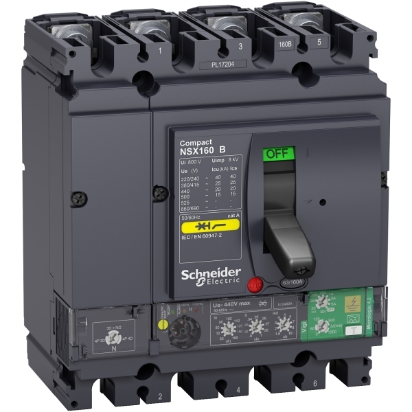 Disjoncteur ComPacT différentiel Vigi NSX160B MIC 4.2 160A 4P4D 25KA
