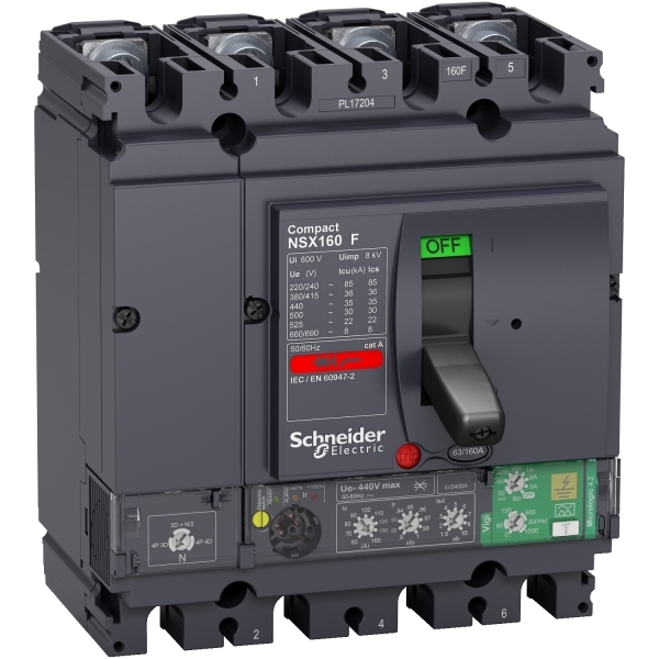 Disjoncteur ComPacT différentiel Vigi NSX160F MIC 4.2 160A 4P4D 36KA