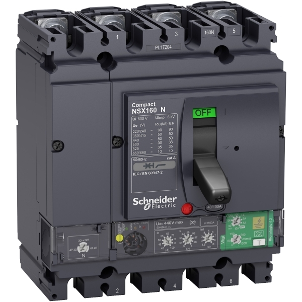 Disjoncteur ComPacT différentiel Vigi NSX160N MIC 4.2 100A 4P4D 50KA