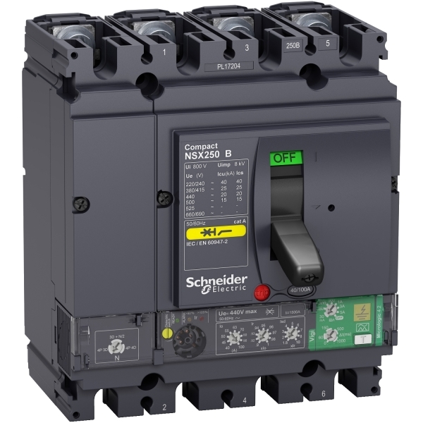Disjoncteur ComPacT différentiel Vigi NSX250B MIC 4.2 100A 4P4D 25KA