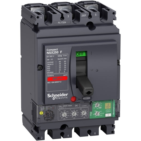 Disjoncteur ComPacT différentiel Vigi NSX250F ML 4.2 160A 3P 36KA