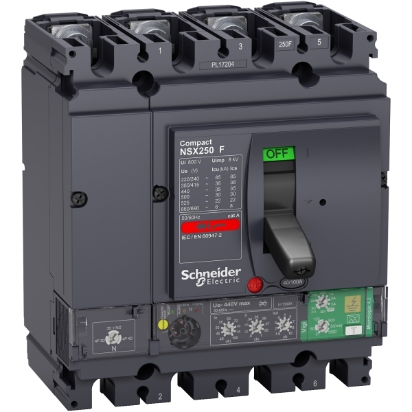 Disjoncteur ComPacT différentiel Vigi NSX250F MIC 4.2 100A 4P4D 36KA