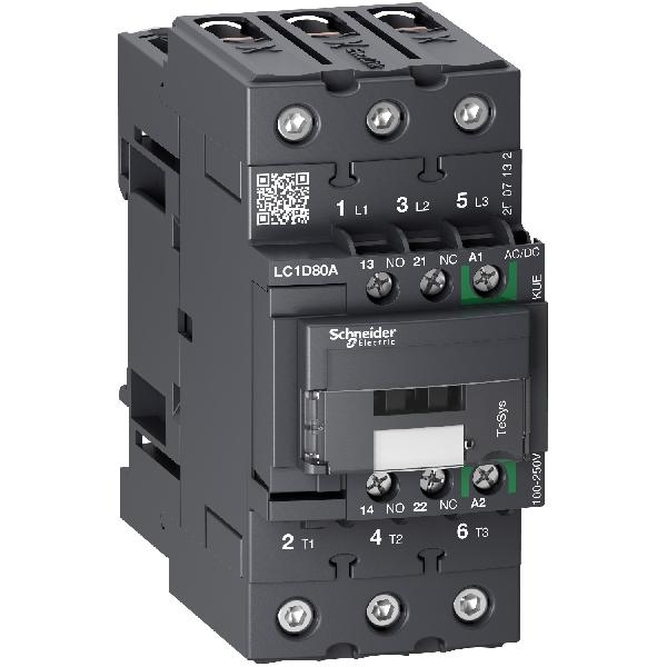 LC1D80AKUE SCHNEIDER Contacteur 3P 80A (3 NO) BOB 100 à 250V ca-cc