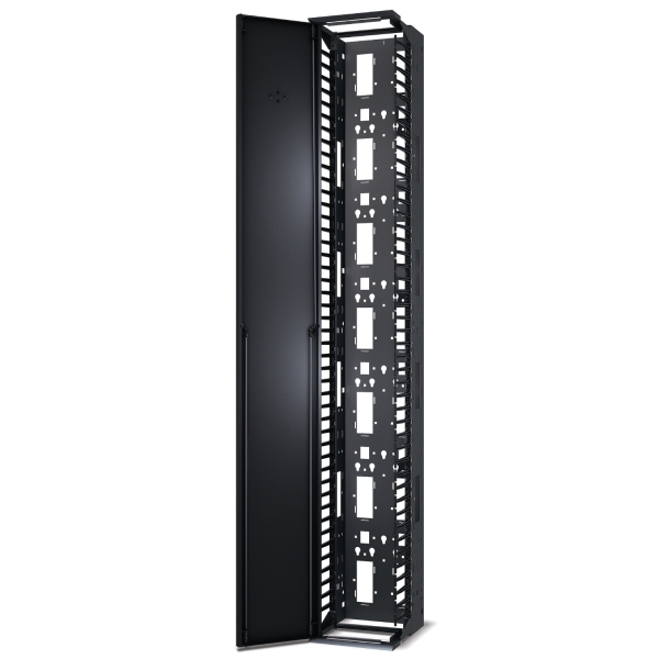 Passe-câbles vertical - pour racks à 2 et 4 montants - H 213 cm x L 30cm - à un seul côté avec porte Passe-câbles vertical - pour racks à 2 et 4 montants - H 213 cm x L 30cm - à un seul côté avec porte