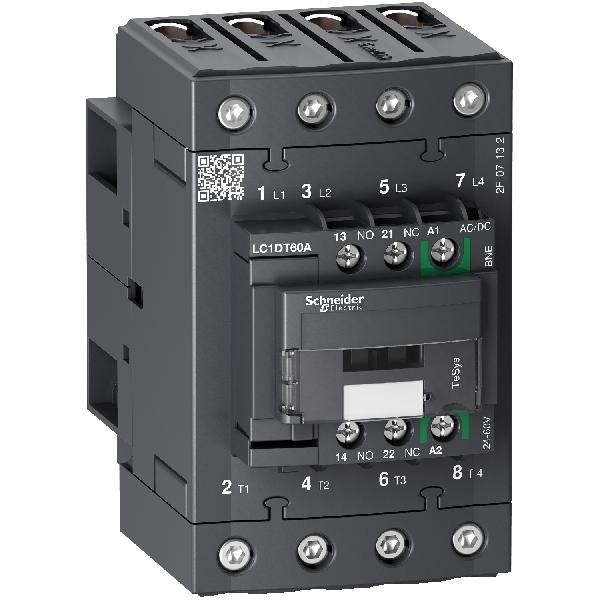 LC1DT60ABNE SCHNEIDER Contacteur 4P 66A (4NO) BOB 24 à 60VCA/CC