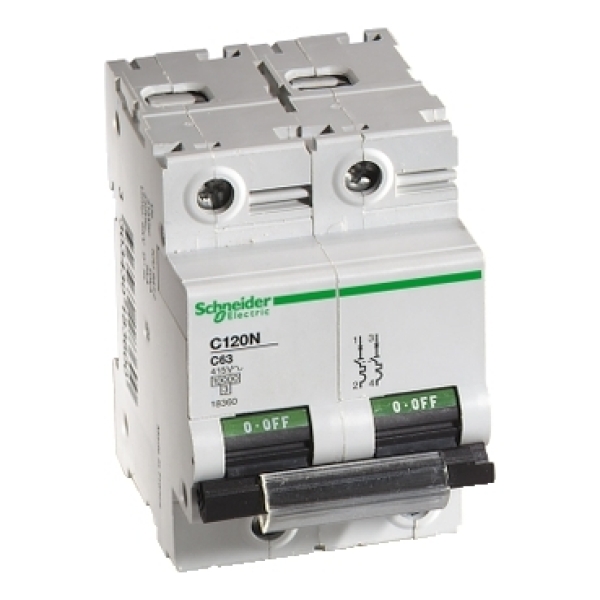 Disjoncteur modulaire C120N 2P 63A C 10000A/10KA