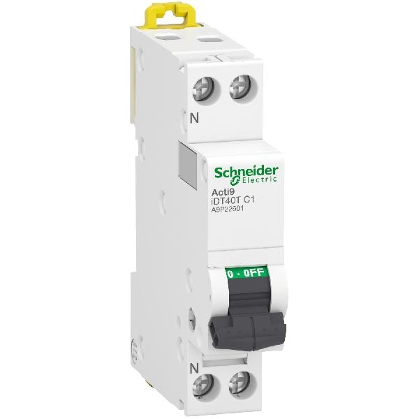 A9P22601 SCHNEIDER Disjoncteur modulaire iDT40T 1PN 1A courbe C 6kA