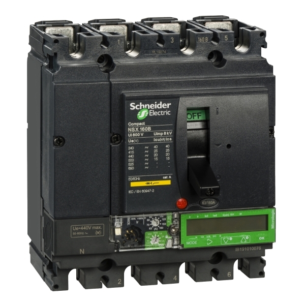Disjoncteur ComPacT différentiel Vigi NSX250F 4P 36KA MIC 7.2E 160A