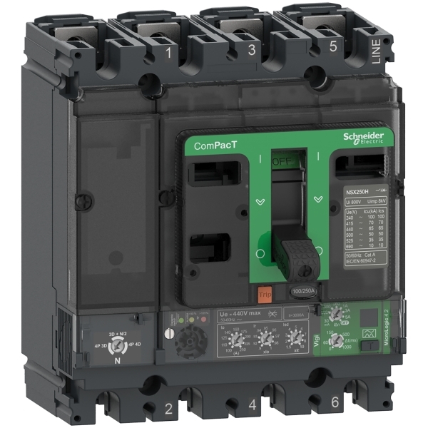 Disjoncteur ComPacT différentiel Vigi NSX160F 4P4D ML.4.2 160A 36KA
