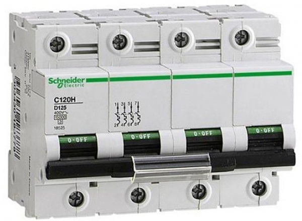 Disjoncteur modulaire C120H 4P 63A D 10000A/15KA