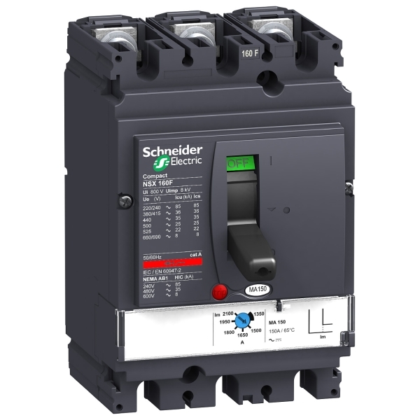 Disjoncteur ComPacT NSX160F MA 100A 3P3D 36KA