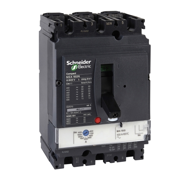 Disjoncteur ComPacT NSX160H MA 150A 3P3D 70KA