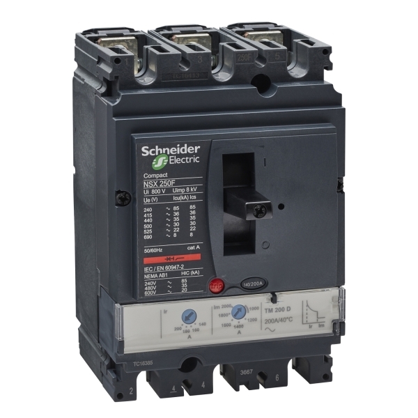 Disjoncteur ComPacT NSX250F TM200D 3P3D 36KA