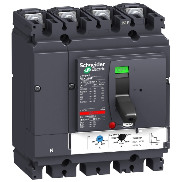 Disjoncteur ComPacT NSX250F TM200D 4P4D 36KA
