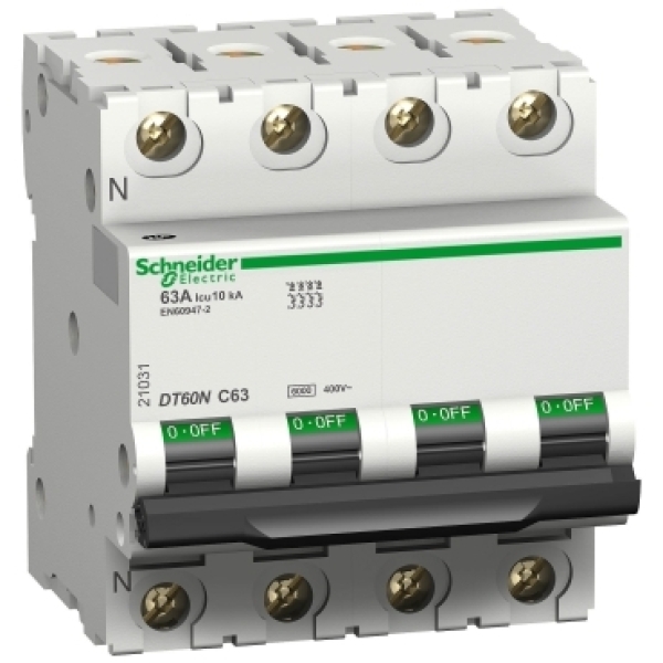 21031 SCHNEIDER Disjoncteur modulaire DT60N 4P 63A courbe C 6000A/10KA