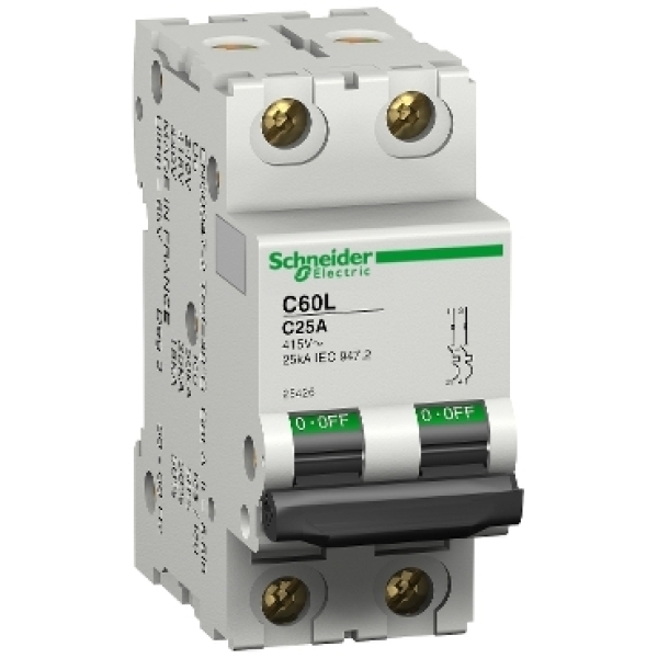 25427 SCHNEIDER Disjoncteur modulaire C60L 2P 32A courbe C 15000/25kA 25427 SCHNEIDER Disjoncteur modulaire C60L 2P 32A courbe C 15000/25kA