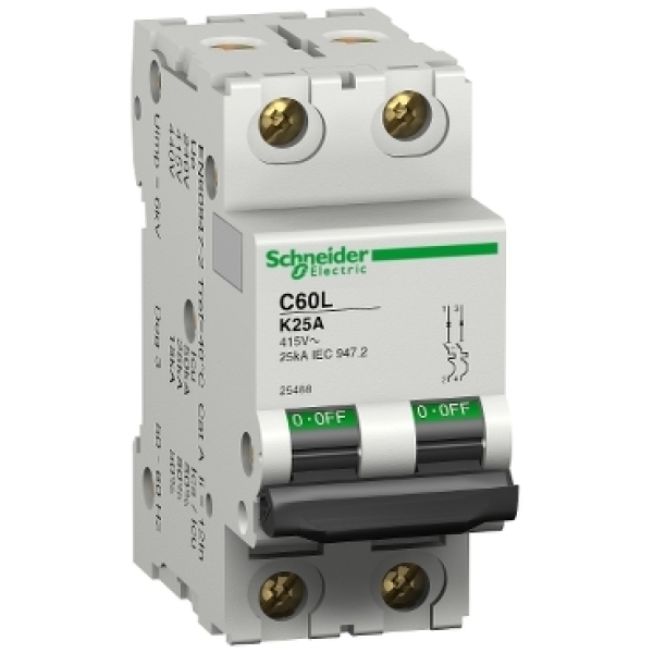25479 SCHNEIDER Disjoncteur modulaire C60L 2P 1,6A K 15000A/25kA