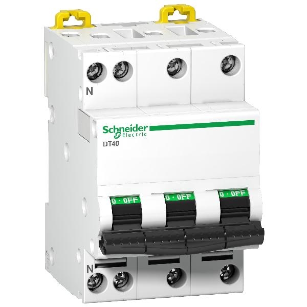 A9N21404 SCHNEIDER Disjoncteur modulaire DT40N 3PN 6A courbe C 6000A/10KA A9N21404 SCHNEIDER Disjoncteur modulaire DT40N 3PN 6A courbe C 6000A/10KA
